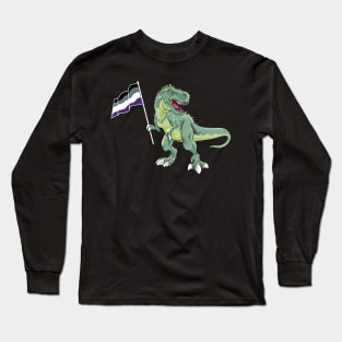 Funny Dinosaur Flag Asexual Pride LGBT Gift Long Sleeve T-Shirt